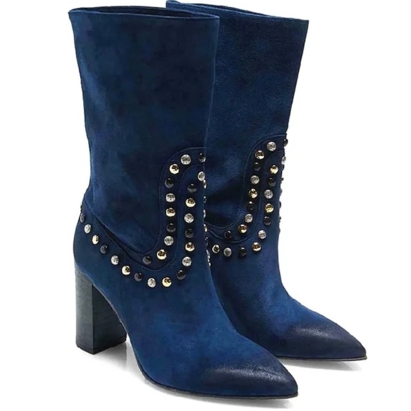 Free People Dakota Studded Western Boot Blue Moon SZ 40/10 - Picture 1 of 16